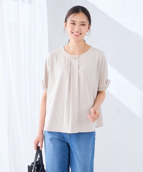 a.v.v（アーヴェヴェ）の「【接触冷感/UVカット】ボウタイライクトップス（Tシャツ/カットソー・レディース・グリーン/ブラック/グレー系その他・40/36/38）」の15枚目の写真