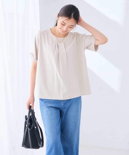 a.v.v（アーヴェヴェ）の「【接触冷感/UVカット】ボウタイライクトップス（Tシャツ/カットソー・レディース・グリーン/ブラック/グレー系その他・40/36/38）」の18枚目の写真