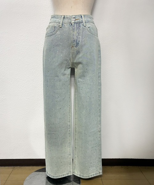 core core(コアコア)の「キラキララインストーンストレートデニムパンツ(デニムパンツ・レディース・ライトブルー・M/S/L)」の9枚目の写真