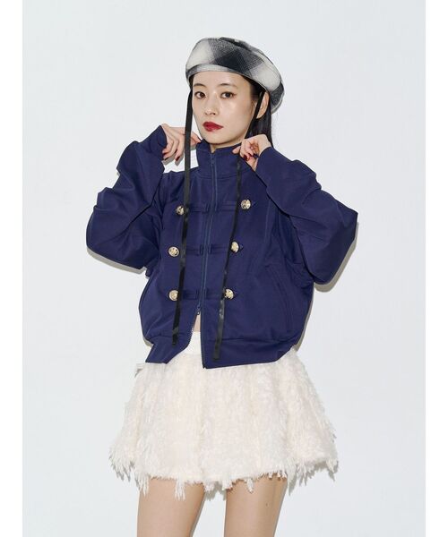 jouetie(ジュエティ)の「【SNSで話題!】ナポレオントラックジャケット 秋服 羽織(Tシャツ/カットソー・レディース・アイボリー/ネイビー/ブラック・FREE)」の9枚目の写真