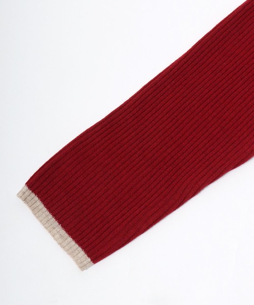 ANPAS(アンパス)の「Women’s Rib-Knit High Neck Sweater with Contrast Cuffs / レディース リブ編み 袖ライン配色 ハイネックセーター ニット 秋冬 フェミニン(ニット/セーター・レディース・レッド/グレー/アイボリー/ブラック・M/L)」の8枚目の写真