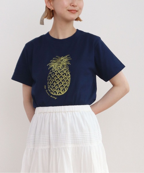 CHILD WOMAN(チャイルドウーマン)の「フルーツ刺繍Tシャツ(Tシャツ/カットソー・レディース・ネイビー/ピンク/ホワイト・FREE)」の13枚目の写真
