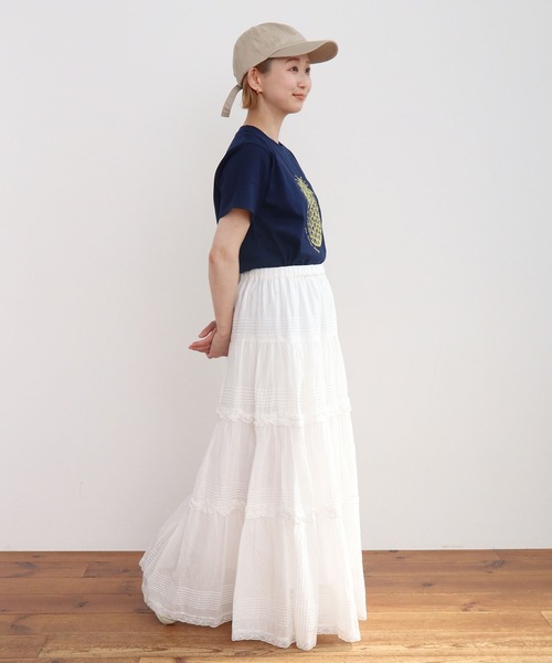 CHILD WOMAN(チャイルドウーマン)の「フルーツ刺繍Tシャツ(Tシャツ/カットソー・レディース・ネイビー/ピンク/ホワイト・FREE)」の18枚目の写真