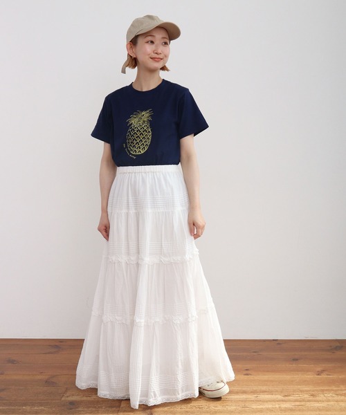 CHILD WOMAN(チャイルドウーマン)の「フルーツ刺繍Tシャツ(Tシャツ/カットソー・レディース・ネイビー/ピンク/ホワイト・FREE)」の15枚目の写真