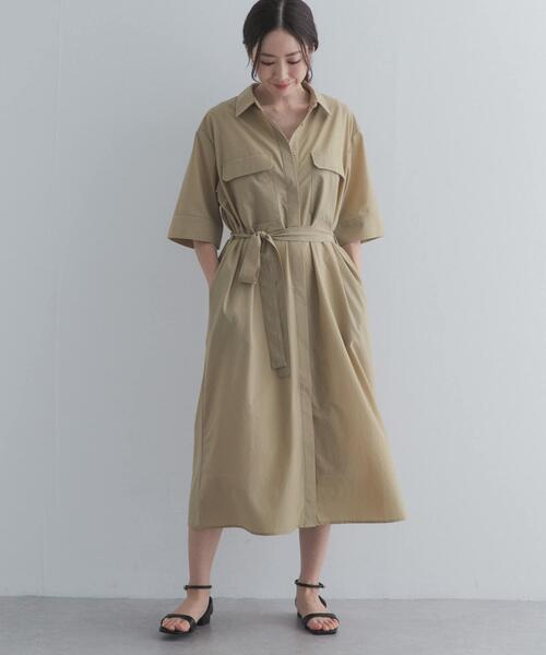 URBAN RESEARCH DOORS(アーバンリサーチドアーズ)の「『接触冷感/UVカット/マシンウォッシャブル』ワークシャツワンピース(ワンピース・レディース・ベージュ/ネイビー・FREE)」の19枚目の写真
