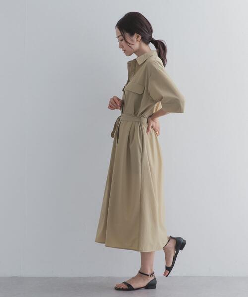 URBAN RESEARCH DOORS(アーバンリサーチドアーズ)の「『接触冷感/UVカット/マシンウォッシャブル』ワークシャツワンピース(ワンピース・レディース・ベージュ/ネイビー・FREE)」の18枚目の写真