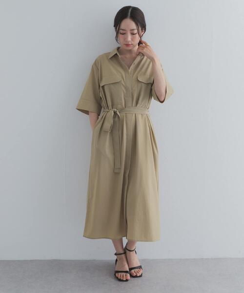 URBAN RESEARCH DOORS(アーバンリサーチドアーズ)の「『接触冷感/UVカット/マシンウォッシャブル』ワークシャツワンピース(ワンピース・レディース・ベージュ/ネイビー・FREE)」の15枚目の写真