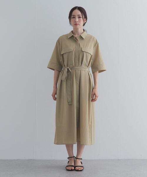 URBAN RESEARCH DOORS(アーバンリサーチドアーズ)の「『接触冷感/UVカット/マシンウォッシャブル』ワークシャツワンピース(ワンピース・レディース・ベージュ/ネイビー・FREE)」の14枚目の写真