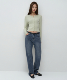ウィメンズエッセンシャルストレートデニムパンツ[ミディアムインディゴ]