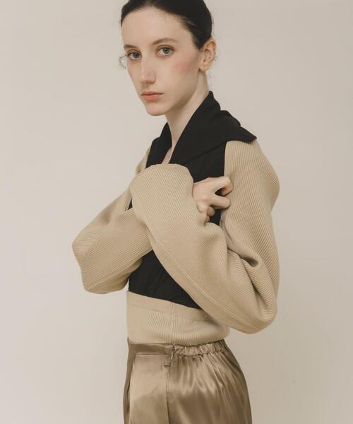 LAATO(ラート)の「bolero bustier set(ニット/セーター・レディース・ライトベージュ/ダークブラウン・FREE)」の7枚目の写真