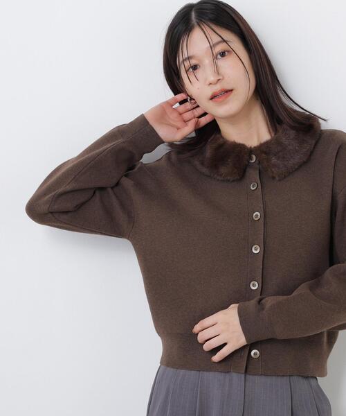 N.(N. Natural Beauty Basic)(エヌエヌナチュラルビューティーベーシック)の「フェイクファーカラーカーディガン(カーディガン/ボレロ・レディース・グレー系その他/イエロー系その他/ホワイト系その他/ブラウン系その他・FREE)」の3枚目の写真