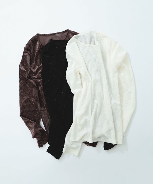 Ray BEAMS(レイビームス)の「ホット フィックス フロッキー クルーネック(Tシャツ/カットソー・レディース・オフホワイト/ブラック/ダークブラウン・ONE SIZE)」の2枚目の写真