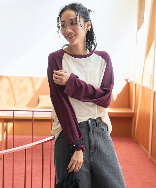 coen(コーエン)の「コットンナイロンシアークルー ラグランロンT(Tシャツ/カットソー・レディース・ロイヤルブルー/ブラック/ワインレッド・L/M)」の12枚目の写真