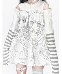 『AOSPACE/アオスペース』少女プリントボーダーL/S Tee