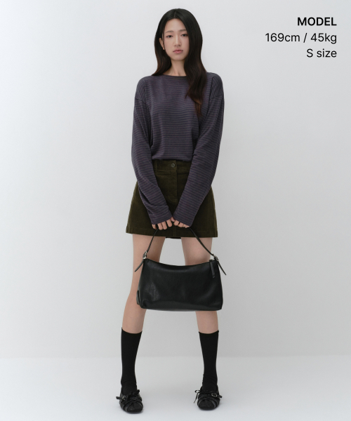 MUSINSA STANDARD WOMAN（ムシンサスタンダードウーマン）の「ウィメンズCRストライプリラックスド長袖Tシャツ[グレー]（Tシャツ/カットソー・レディース・その他・MEDIUM/LARGE/SMALL/X-SMALL）」の2枚目の写真