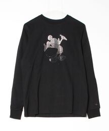 【1PIU1UGUALE3 RELAX】MICKEY SILHOUETTE GRADATION LINESTONE L/S