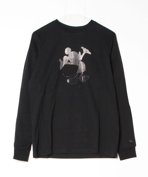 1PIU1UGUALE3 RELAX (ウノピゥウノウグァーレトレ リラックス)の「【1PIU1UGUALE3 RELAX】MICKEY SILHOUETTE GRADATION LINESTONE L/S(Tシャツ/カットソー・メンズ・ブラック/ホワイト・X-LARGE/LARGE/MEDIUM)」の1枚目の写真