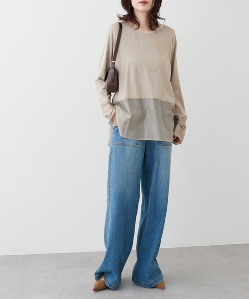 LARUTA(ラルータ)の「シアードッキングロンT(Tシャツ/カットソー・レディース・ライトベージュ/ダークブラウン/ブラック/ブラック系その他/オフホワイト・FREE)」の12枚目の写真