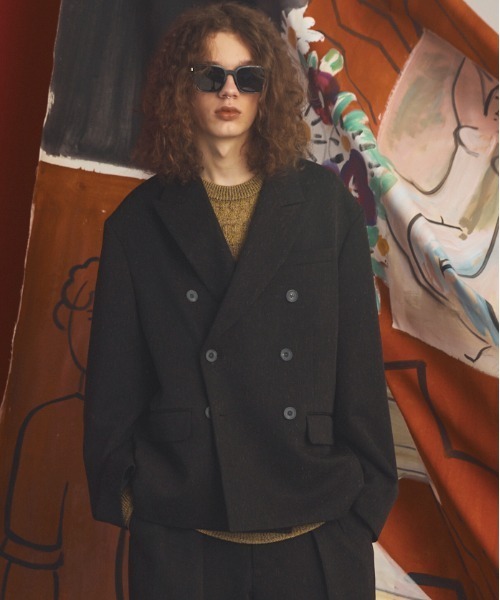 MAISON SPECIAL(メゾンスペシャル)の「《UNISEX》グランジネッププライムオーバーダブルブレストジャケット/Grunge Nep Prime-Over Double-breasted Jacket【MAISON SPECIAL/メゾンスペシャル】■セットアップ対応■(テーラードジャケット・メンズ・ブラック/ダークネイビー・1/0/2)」の2枚目の写真
