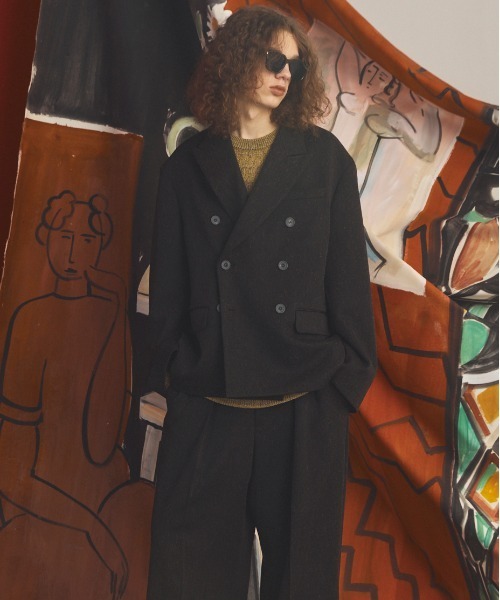 MAISON SPECIAL(メゾンスペシャル)の「《UNISEX》グランジネッププライムオーバーダブルブレストジャケット/Grunge Nep Prime-Over Double-breasted Jacket【MAISON SPECIAL/メゾンスペシャル】■セットアップ対応■(テーラードジャケット・メンズ・ブラック/ダークネイビー・1/0/2)」の5枚目の写真