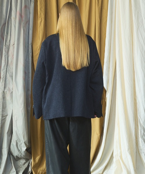 MAISON SPECIAL(メゾンスペシャル)の「《UNISEX》グランジネッププライムオーバーダブルブレストジャケット/Grunge Nep Prime-Over Double-breasted Jacket【MAISON SPECIAL/メゾンスペシャル】■セットアップ対応■(テーラードジャケット・メンズ・ブラック/ダークネイビー・1/0/2)」の18枚目の写真