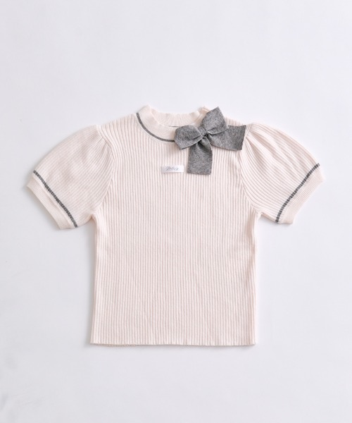 OLIVE des OLIVE(オリーブデオリーブ)の「配色リボンプチハイニット(ニット/セーター・レディース・ブラック/オフホワイト/トップグレー/ピンク・FREE)」の11枚目の写真