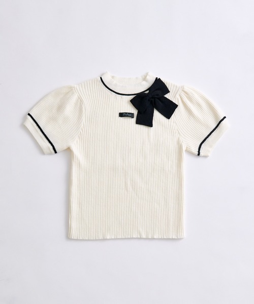 OLIVE des OLIVE(オリーブデオリーブ)の「配色リボンプチハイニット(ニット/セーター・レディース・ブラック/オフホワイト/トップグレー/ピンク・FREE)」の6枚目の写真