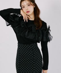 【ZOZO限定】オーガンジーリボン装飾トップス