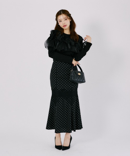 tocco closet(トッコ クローゼット)の「【ZOZO限定】オーガンジーリボン装飾トップス(Tシャツ/カットソー・レディース・ブラック/ブラウン/チャコールグレー・M)」の4枚目の写真