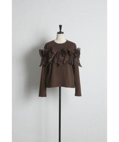 tocco closet(トッコ クローゼット)の「【ZOZO限定】オーガンジーリボン装飾トップス(Tシャツ/カットソー・レディース・ブラック/ブラウン/チャコールグレー・M)」の21枚目の写真