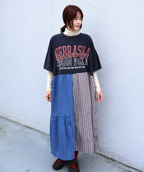 Bleu Bleuet(ブルーブルーエ)の「切り替えロゴワンピース(ワンピース・レディース・ブラウン/チャコール・FREE)」の6枚目の写真