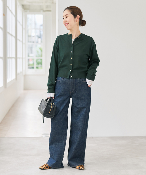 Spick & Span(スピックアンドスパン)の「《手洗い可 / 》メタルボタンクルーネックカーディガン(カーディガン/ボレロ・レディース・ブラック/モカ/グリーン・FREE)」の6枚目の写真