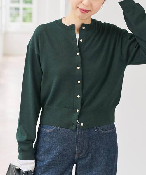 Spick & Span(スピックアンドスパン)の「《手洗い可 / 》メタルボタンクルーネックカーディガン(カーディガン/ボレロ・レディース・ブラック/モカ/グリーン・FREE)」の12枚目の写真