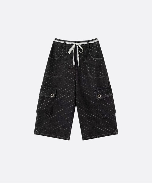 U:UME(ユーム)の「Lace Trim Cargo Dot Denim Pants(デニムパンツ・メンズ・ブルー・LARGE/MEDIUM/X-LARGE)」の1枚目の写真