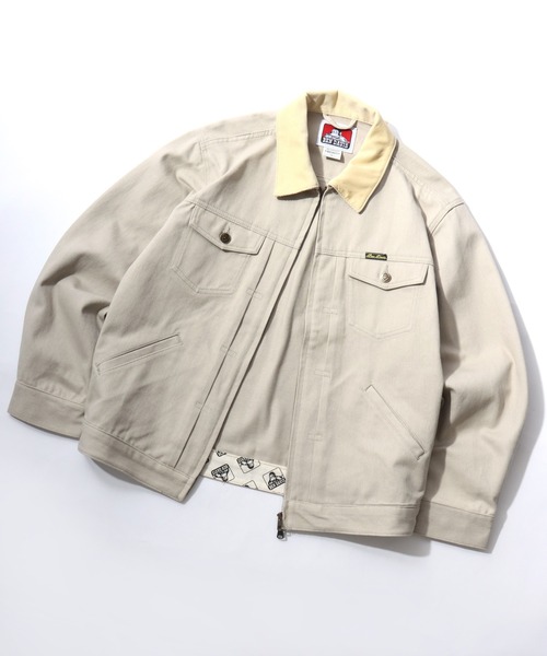 BEN DAVIS（ベンデイビス）の「BEN DAVIS/ベンデイビス CTT COTTON TWILL TRUCKER/オーバーサイズ コットンツイル 襟コーデュロイ トラッカージャケット/ワークジャケット/ハンティングジャケット/レディース メンズ（ブルゾン・メンズ・アイボリー/ブラック/ベージュ・L/XL/M）」の4枚目の写真