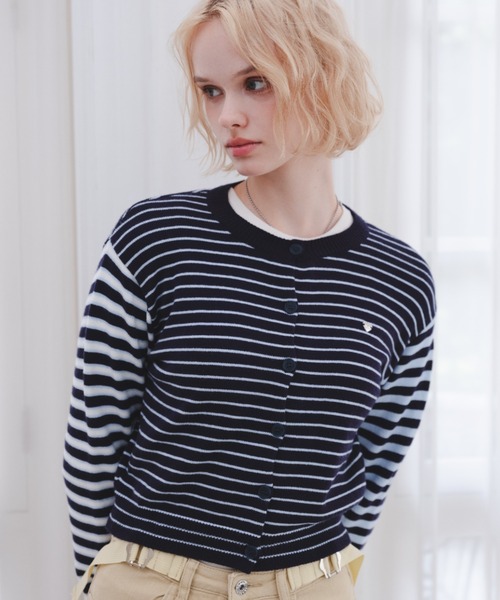ボーダーニットCD/Striped knit cardigan（カーディガン/ボレロ