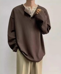 Layered Henley Neck Pullover レイヤードヘンリーネックプルオーバー