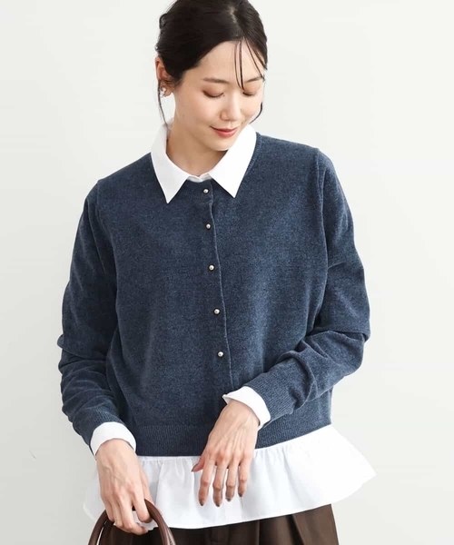MK MICHEL KLEIN（エムケーミッシェルクラン）の「[洗える]モールヤーンニットカーディガン（カーディガン/ボレロ・レディース・ブラック/レッド/ブラウン/ブルー・38）」の4枚目の写真