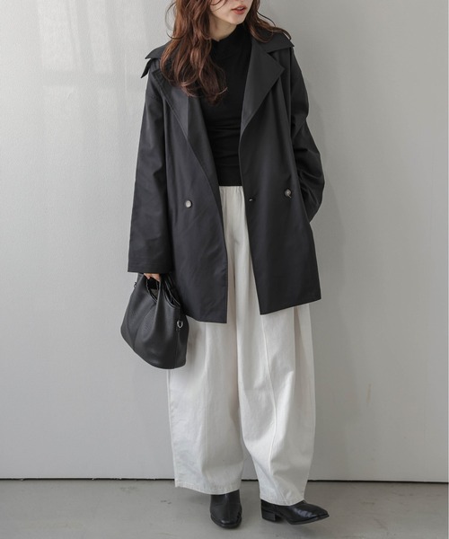 AMELY(エミリー)の「2wayミドル丈トレンチコート/スタンドカラー/モード(トレンチコート・レディース・ベージュ/ブラック・フリー)」の3枚目の写真