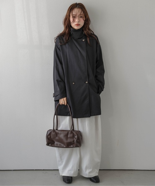 AMELY(エミリー)の「2wayミドル丈トレンチコート/スタンドカラー/モード(トレンチコート・レディース・ベージュ/ブラック・フリー)」の9枚目の写真