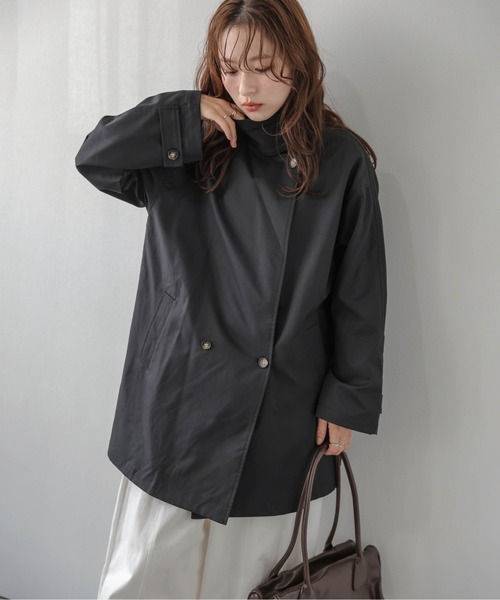 AMELY(エミリー)の「2wayミドル丈トレンチコート/スタンドカラー/モード(トレンチコート・レディース・ベージュ/ブラック・フリー)」の11枚目の写真