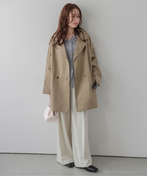 AMELY(エミリー)の「2wayミドル丈トレンチコート/スタンドカラー/モード(トレンチコート・レディース・ベージュ/ブラック・フリー)」の12枚目の写真