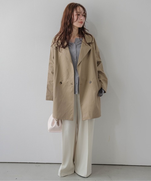 AMELY(エミリー)の「2wayミドル丈トレンチコート/スタンドカラー/モード(トレンチコート・レディース・ベージュ/ブラック・フリー)」の13枚目の写真