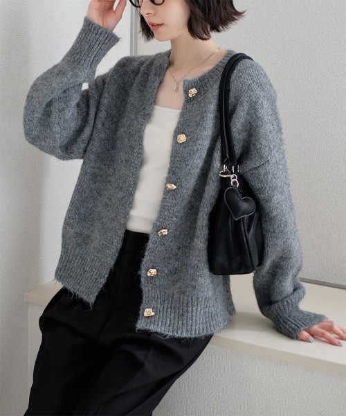 Rejoule(リジュール)の「ニュアンスゴールドボタン モヘアタッチニットカーディガン(カーディガン/ボレロ・レディース・グレー/ベージュ/アイボリー/ブラウン/ブラック・FREE)」の19枚目の写真