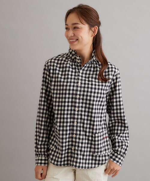 LAURA ASHLEY(ローラアシュレイ)の「【日本製/ワンマイルウェア】コットン起毛シャツブラウス(シャツ/ブラウス・レディース・ブラック系1/アイボリー/ブラック系2・38)」の2枚目の写真