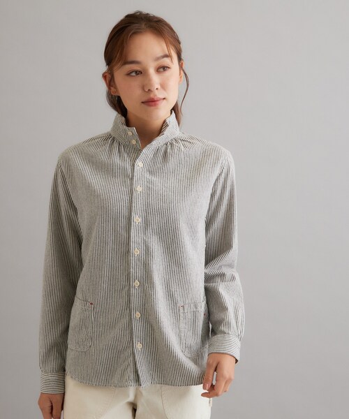 LAURA ASHLEY(ローラアシュレイ)の「【日本製/ワンマイルウェア】コットン起毛シャツブラウス(シャツ/ブラウス・レディース・ブラック系1/アイボリー/ブラック系2・38)」の3枚目の写真