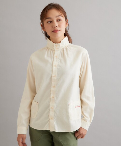 LAURA ASHLEY(ローラアシュレイ)の「【日本製/ワンマイルウェア】コットン起毛シャツブラウス(シャツ/ブラウス・レディース・ブラック系1/アイボリー/ブラック系2・38)」の1枚目の写真