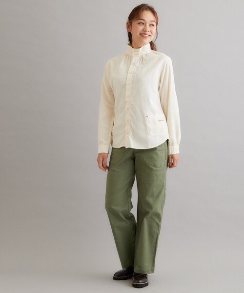 LAURA ASHLEY(ローラアシュレイ)の「【日本製/ワンマイルウェア】コットン起毛シャツブラウス(シャツ/ブラウス・レディース・ブラック系1/アイボリー/ブラック系2・38)」の5枚目の写真