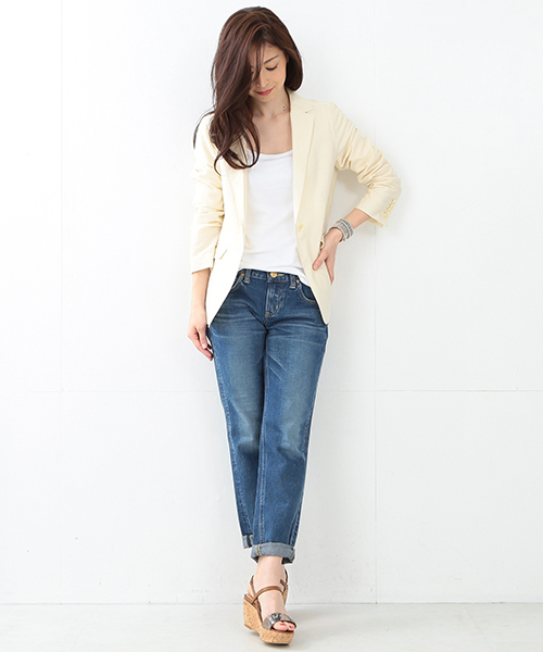 Demi-Luxe BEAMS（デミルクス ビームス）の「Demi-Luxe BEAMS / ナイロンコットン テーラードジャケット（テーラードジャケット・レディース・オフホワイト/ブラック・38/36）」の18枚目の写真