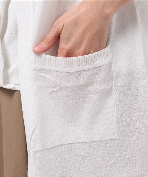 LBC（エルビーシー）の「12Gリネンコットンフードロングジレ（ベスト・レディース・ネイビー/オフホワイト・LARGE/MEDIUM）」の7枚目の写真